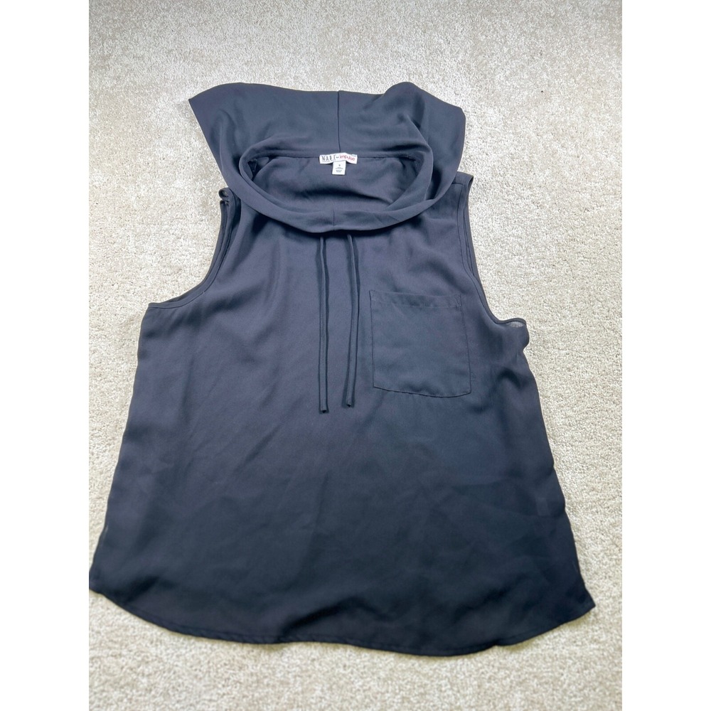 Made For Impulse Fashion Week‎ Womens Size S Black Sheer Lined Hooded Tank